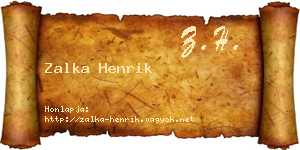 Zalka Henrik névjegykártya